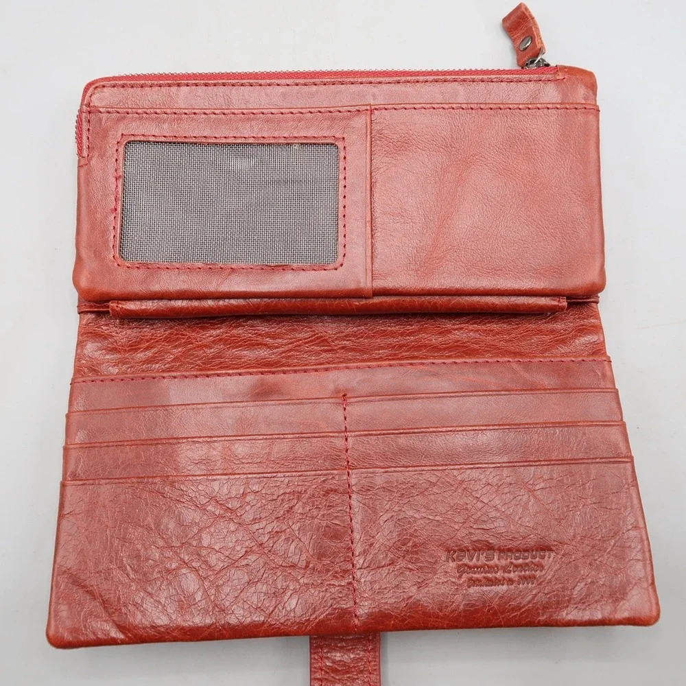 Soft‎ Red All Soft Red Leather Burgundy Clutch Organizer Wallet